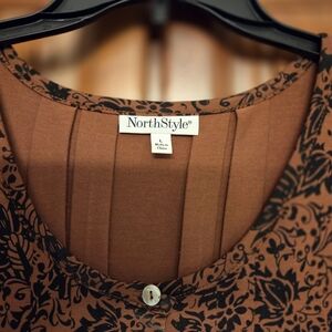 NorthStyle Black and Brown Floral Long Sleeve Dress